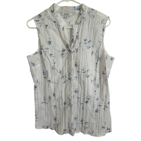 Dressbarn White Floral Sleeveless Blouse - Women's Large - Picture 2 of 7